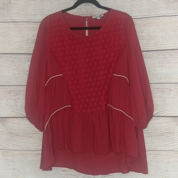 WAPI for Plus red high-low blouse top sz 2xl - Picture 1 of 9